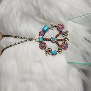 Best Seller 🚩Turquoise Multi Gem  Peace Sign Pendant